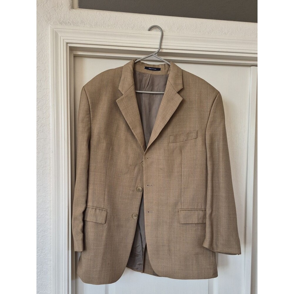 Chaps 100% Wool Three Button Smooth Blazer W/herringbone Pattern Sz 48R - Picture 1 of 17